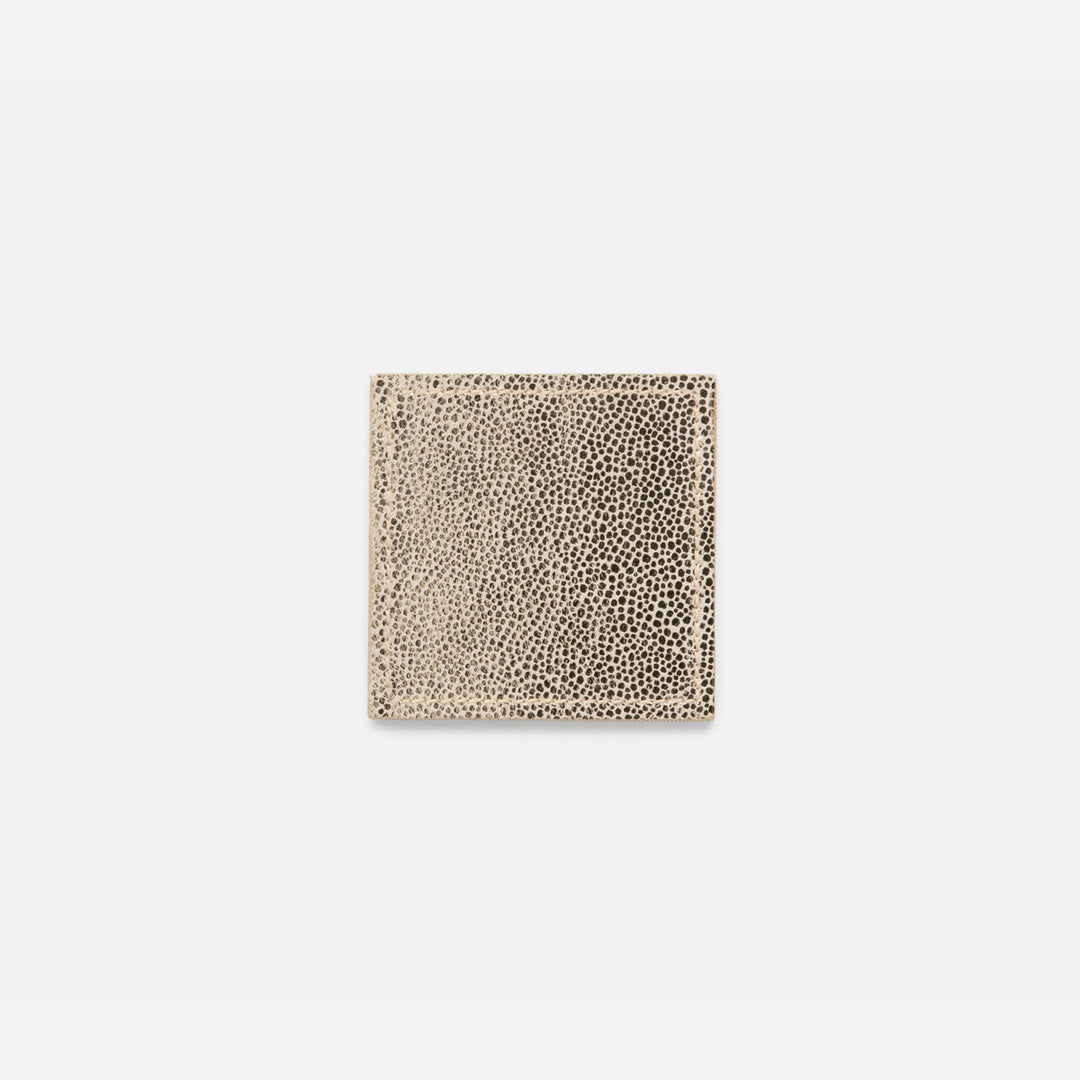 Jessica Square Gold Foil Full-Grain Leather Coasters Boxed Set Of 4