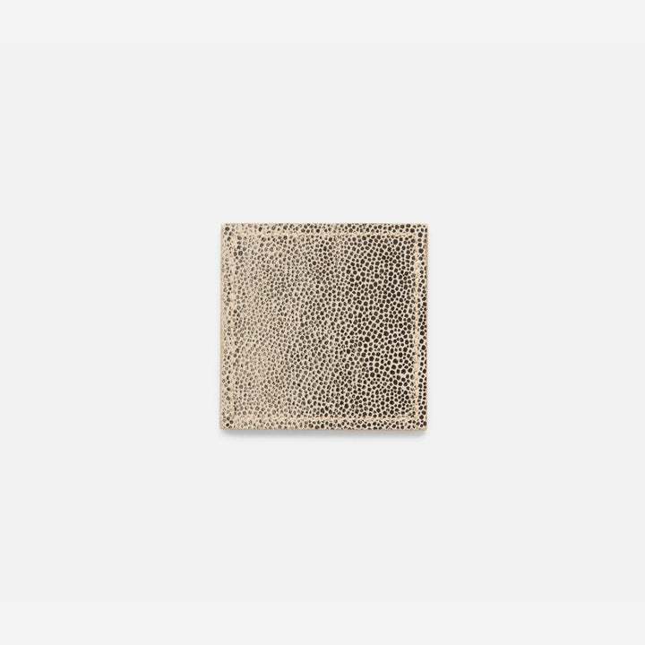 Jessica Square Gold Foil Full-Grain Leather Coasters Boxed Set Of 4