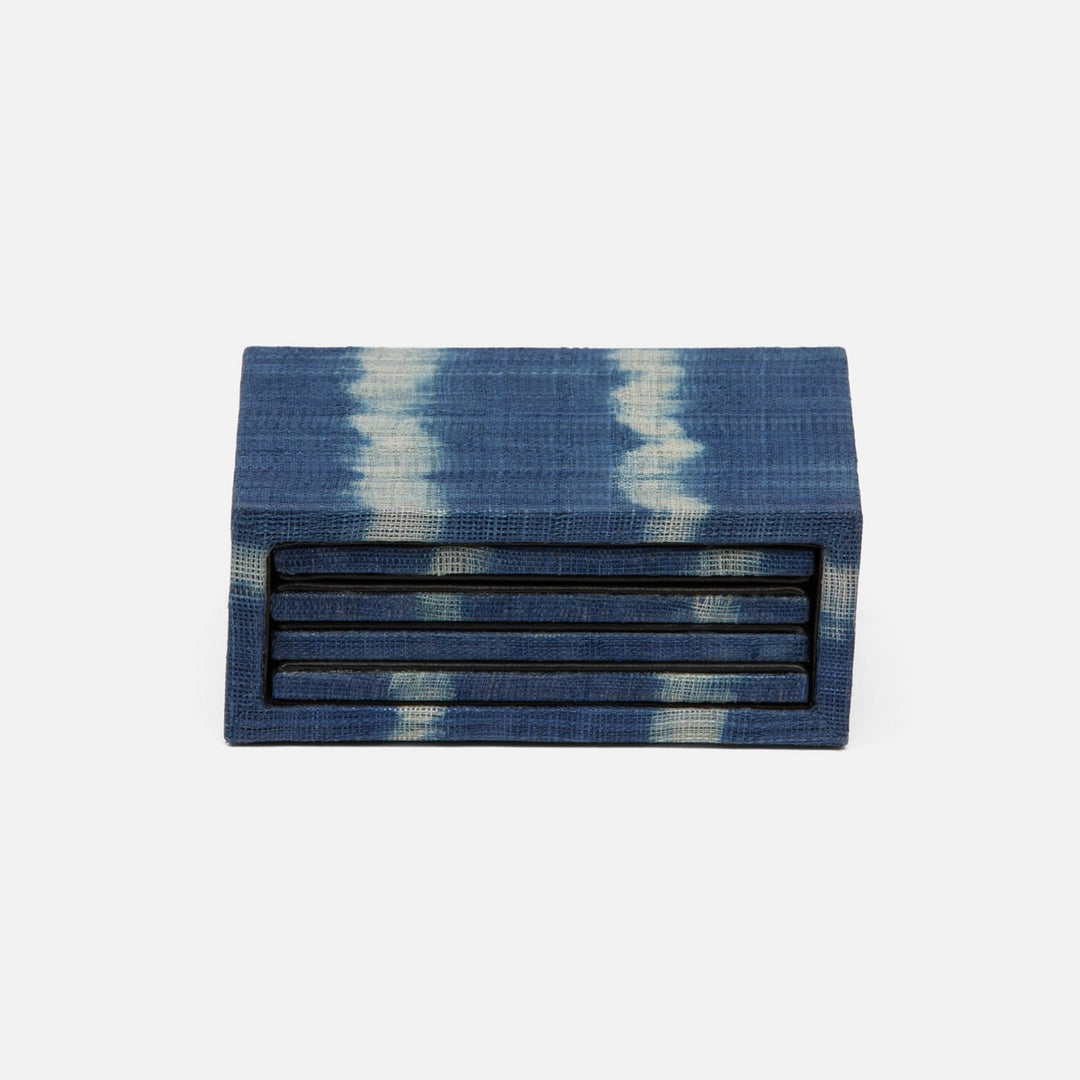 Kuta Blue Tie Dye Coasters Set Of 4 Abaca Pack/2