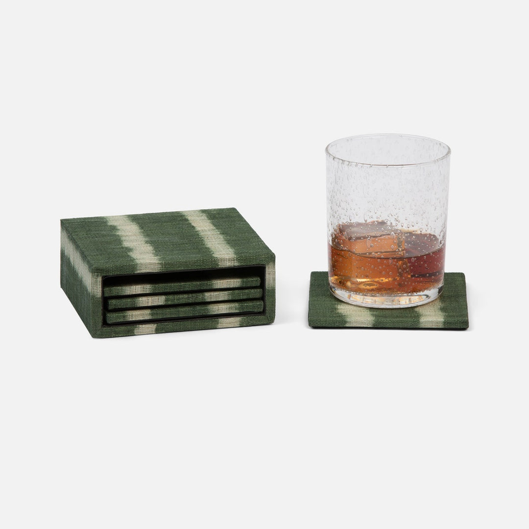 Kuta Green Tie Dye Coasters Set Of 4 Abaca Pack/2