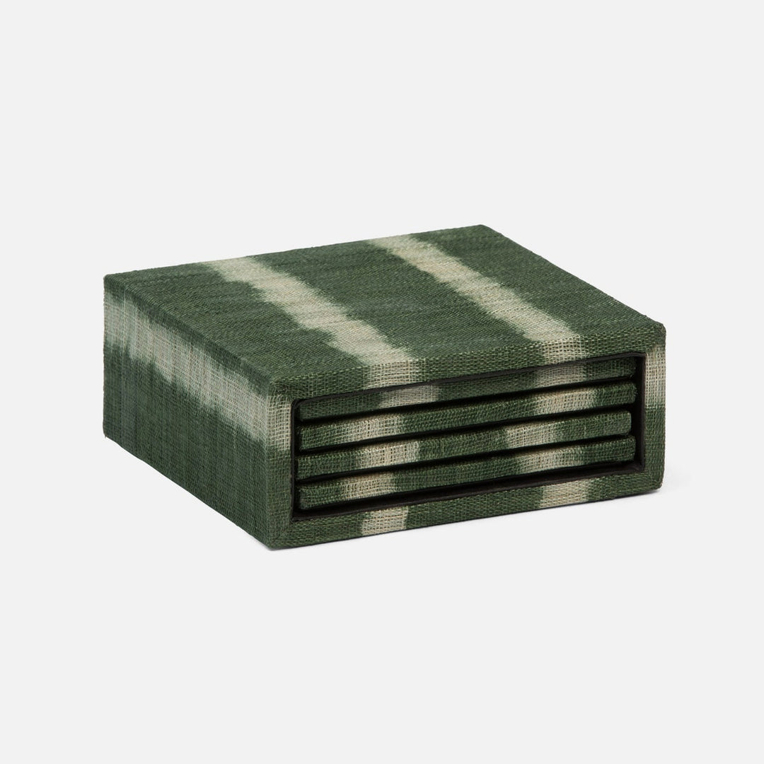 Kuta Green Tie Dye Coasters Set Of 4 Abaca Pack/2