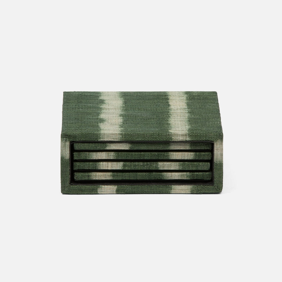 Kuta Green Tie Dye Coasters Set Of 4 Abaca Pack/2