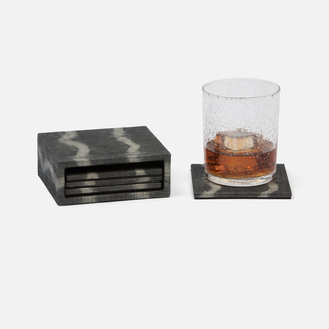 Kuta Gray Tie Dye Coasters Set Of 4 Abaca Pack/2