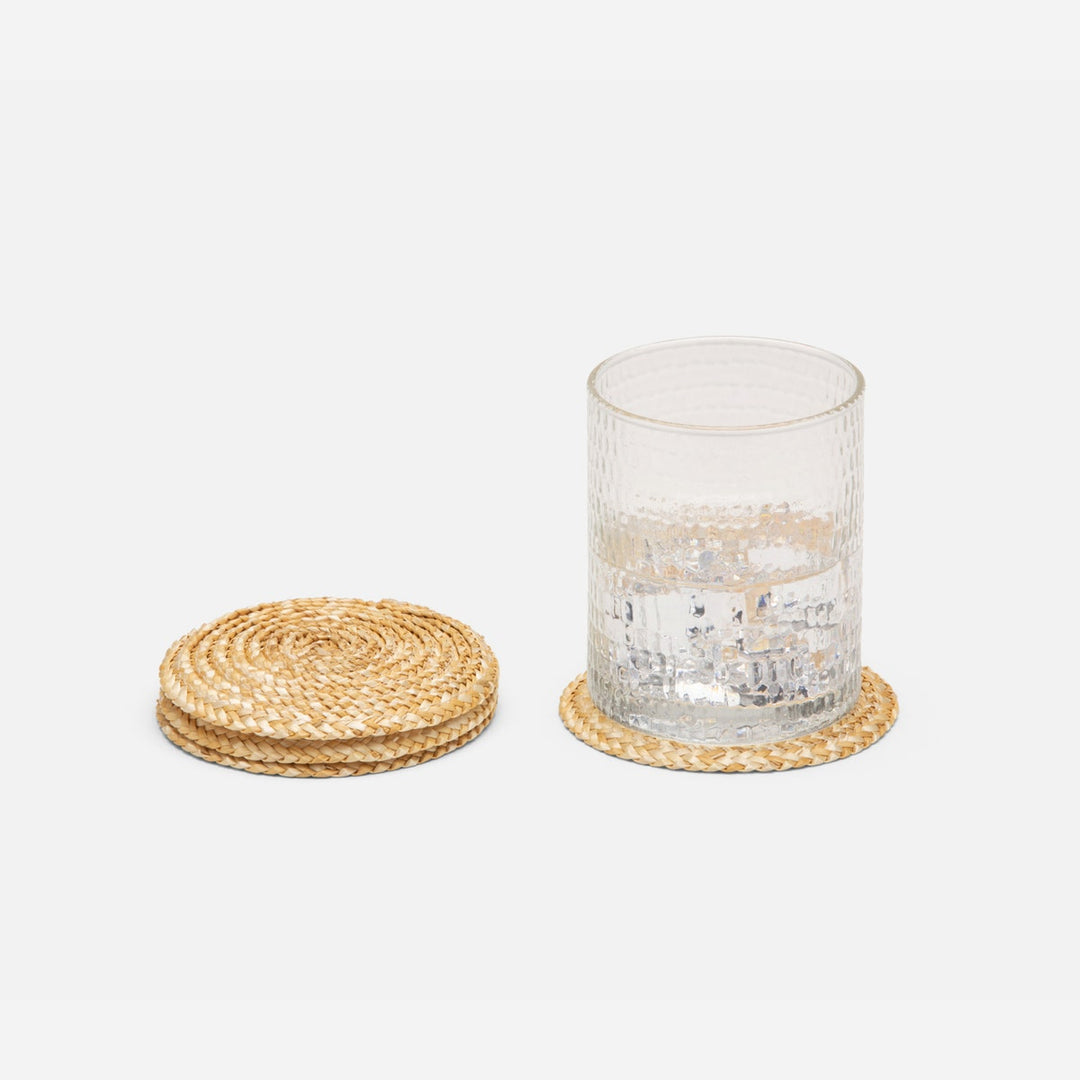 Mila Round Natural Straw Coasters Boxed Set Of 4