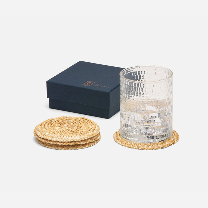Mila Round Natural Straw Coasters Boxed Set Of 4