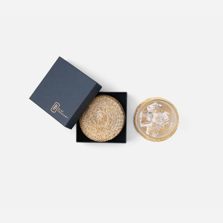 Mila Round Natural Straw Coasters Boxed Set Of 4