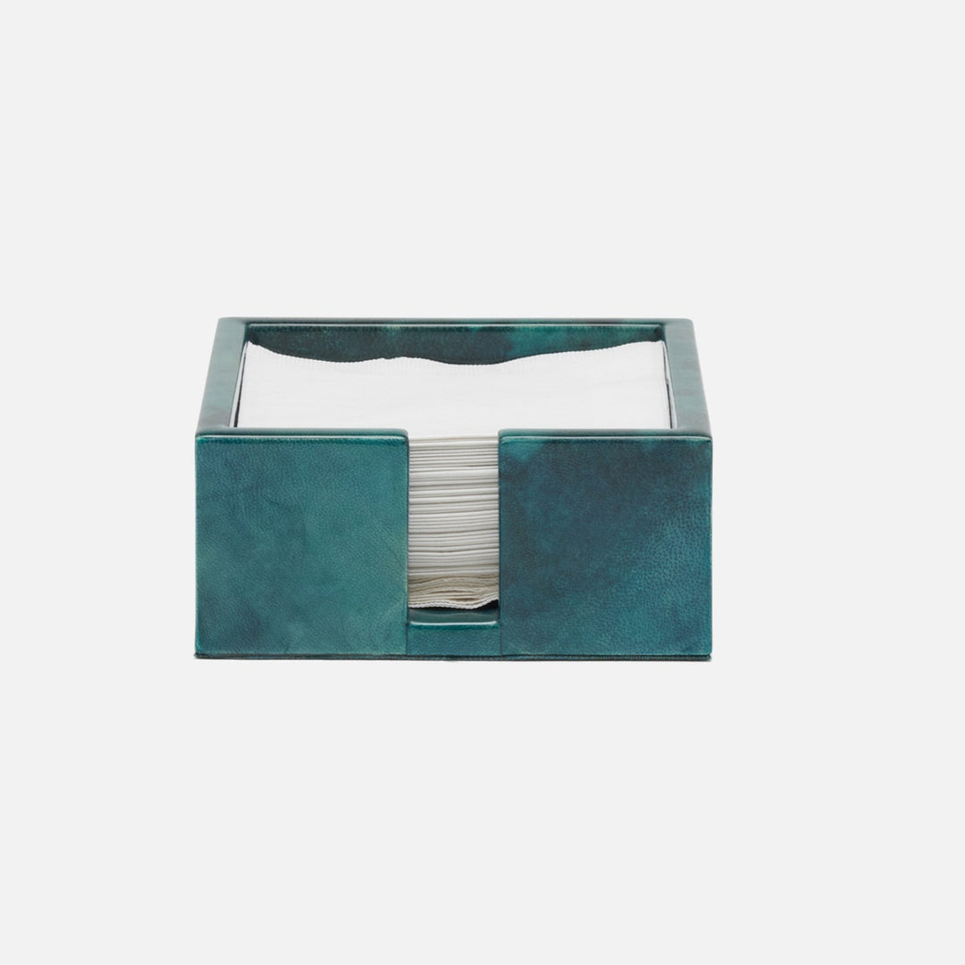 Nelson Blue Gloss Cocktail Napkin Holder Vellum Leather Pack/2