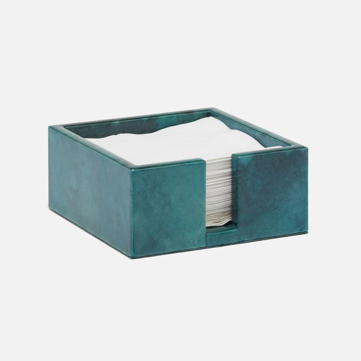Nelson Blue Gloss Cocktail Napkin Holder Vellum Leather Pack/2