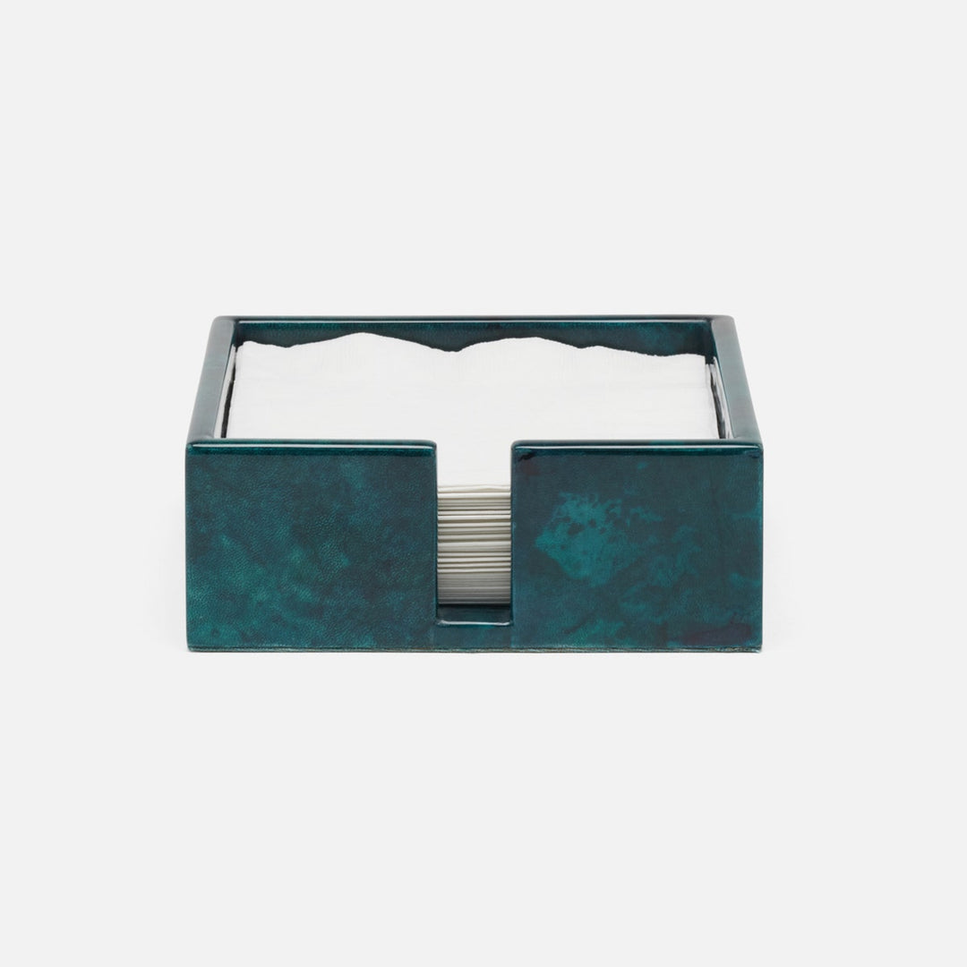 Nelson Blue Gloss Luncheon Napkin Holder Vellum Leather Pack/2