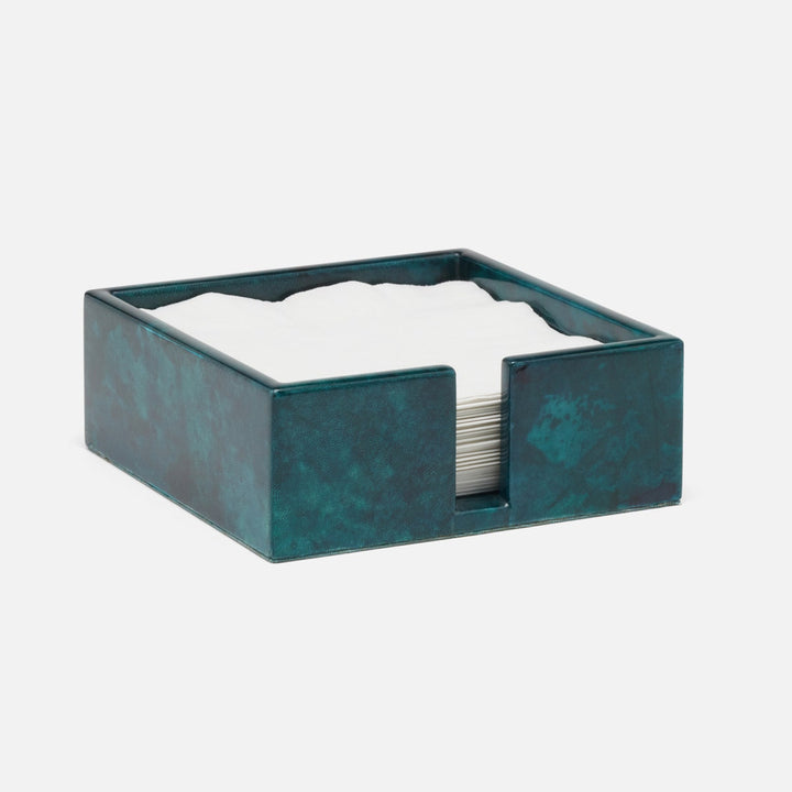 Nelson Blue Gloss Luncheon Napkin Holder Vellum Leather Pack/2
