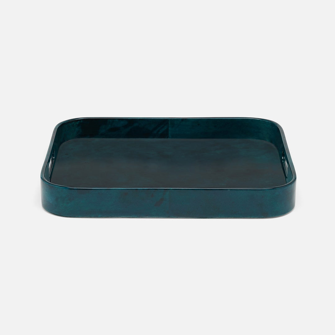 Nelson Blue Gloss Tray Rectangular Vellum Leather