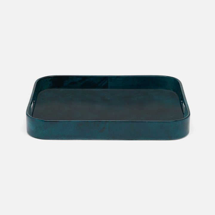 Nelson Blue Gloss Tray Rectangular Vellum Leather