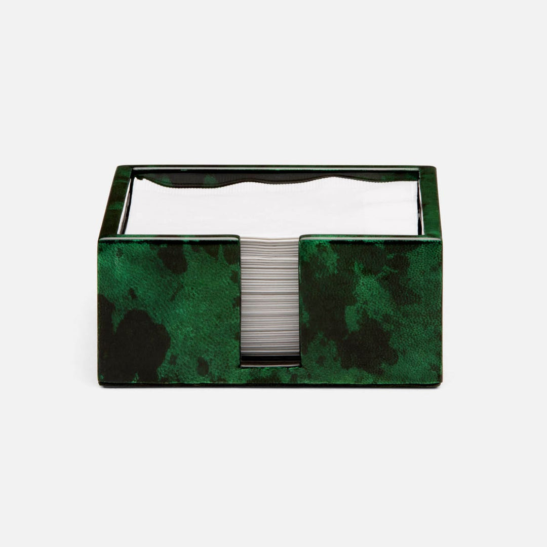 Nelson Emerald Gloss Cocktail Napkin Holder Vellum Leather Pack/2