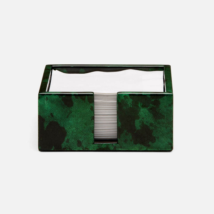 Nelson Emerald Gloss Cocktail Napkin Holder Vellum Leather Pack/2