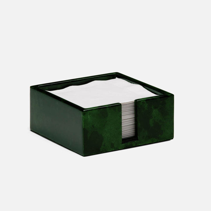 Nelson Emerald Gloss Cocktail Napkin Holder Vellum Leather Pack/2