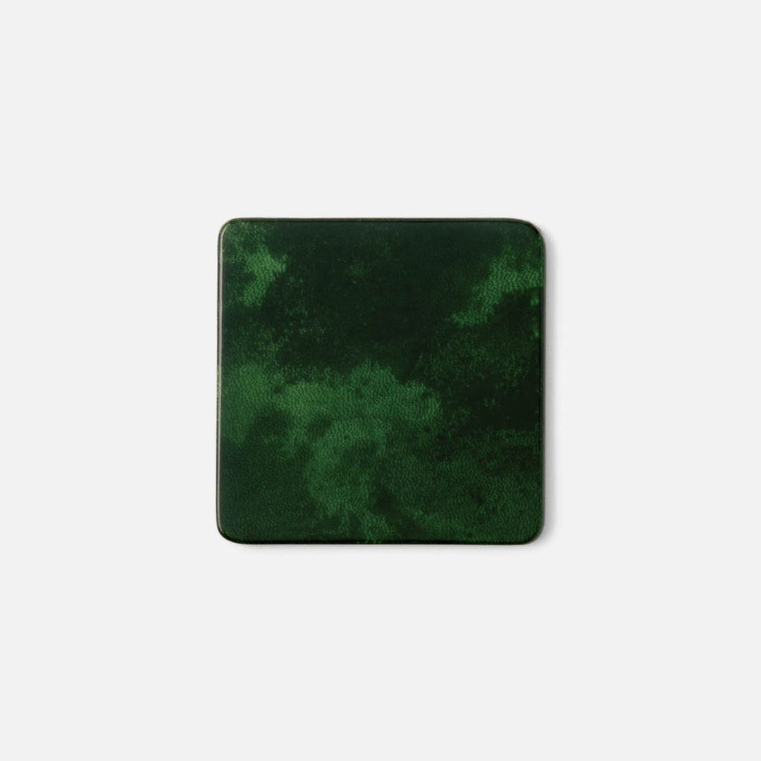Nelson Emerald Gloss Coasters Vellum Leather Set Of 6