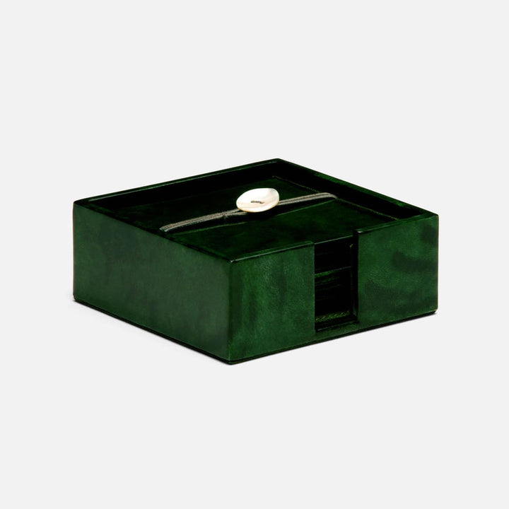 Nelson Emerald Gloss Coasters Vellum Leather Set Of 6