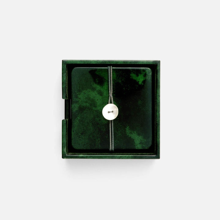 Nelson Emerald Gloss Coasters Vellum Leather Set Of 6