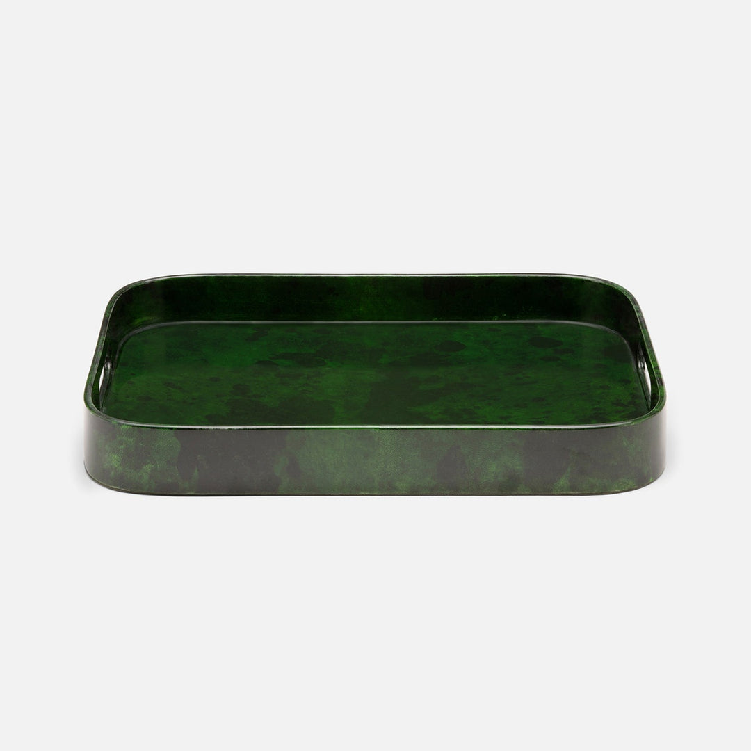 Nelson Emerald Gloss Tray Rectangular Vellum Leather