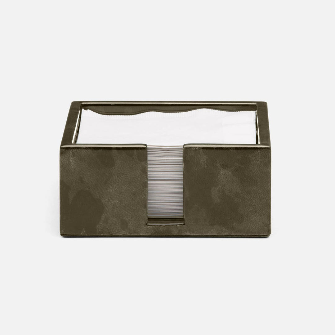 Nelson Gray Gloss Cocktail Napkin Holder Vellum Leather Pack/2
