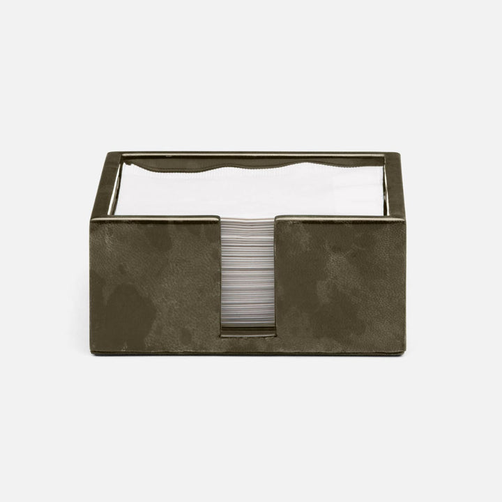 Nelson Gray Gloss Cocktail Napkin Holder Vellum Leather Pack/2