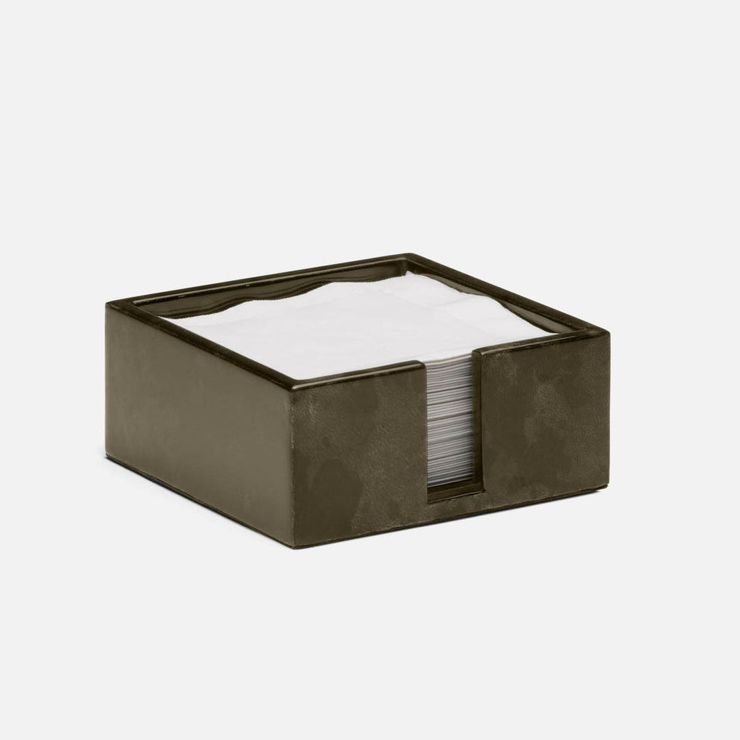 Nelson Gray Gloss Cocktail Napkin Holder Vellum Leather Pack/2