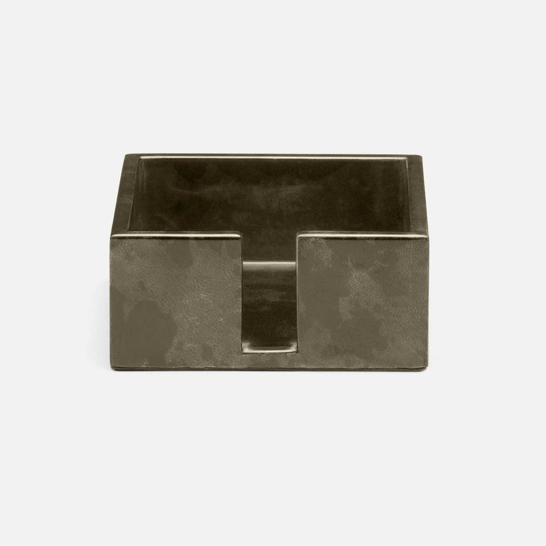 Nelson Gray Gloss Cocktail Napkin Holder Vellum Leather Pack/2