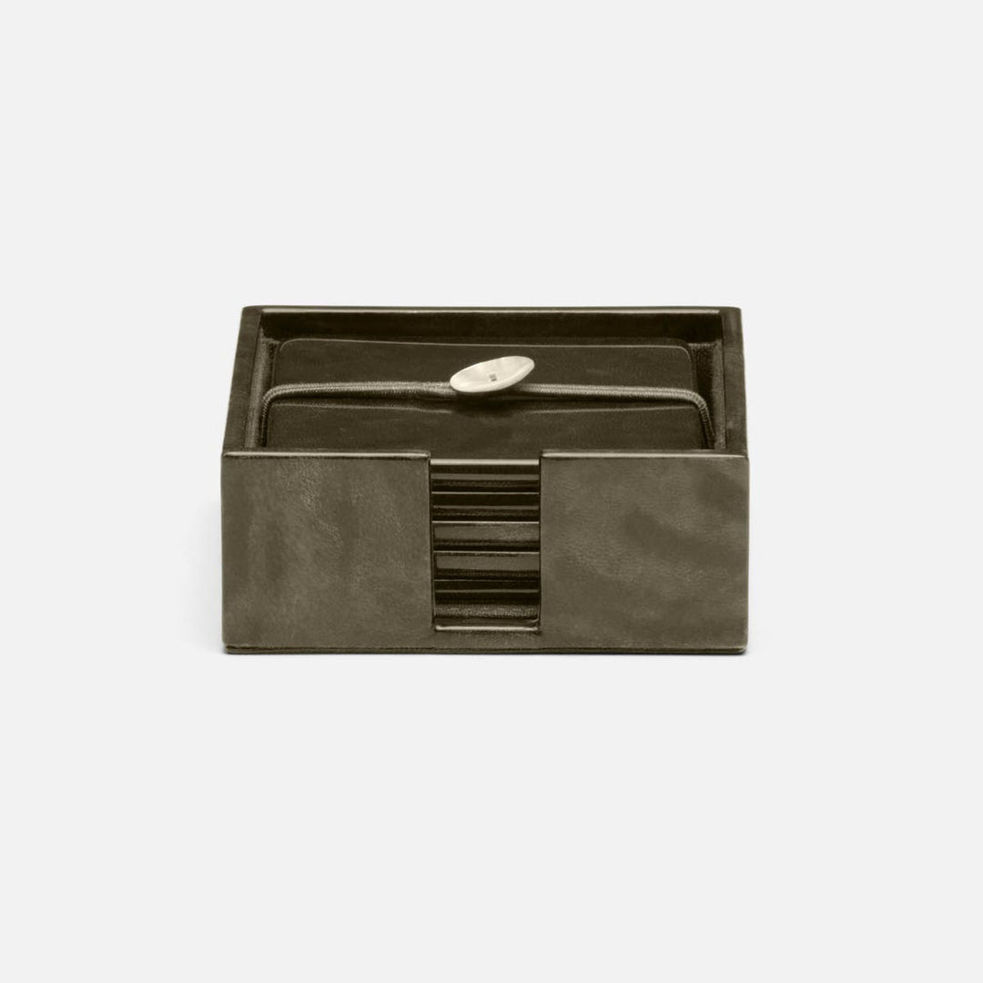 Nelson Gray Gloss Coasters Vellum Leather Set Of 6