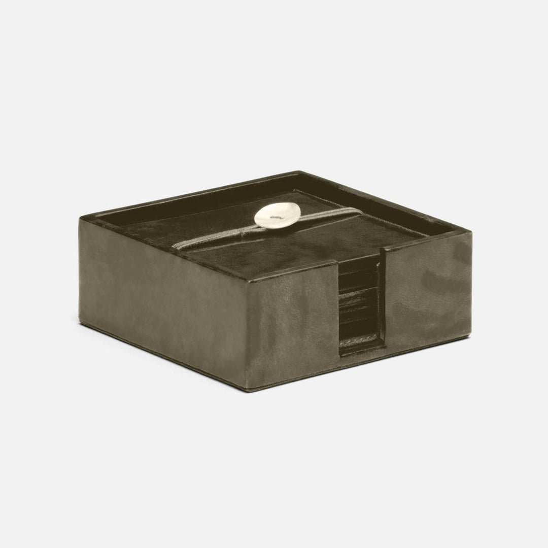 Nelson Gray Gloss Coasters Vellum Leather Set Of 6