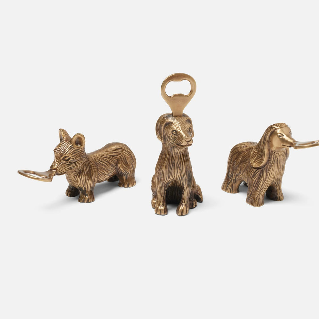 Puppy Club Antique Brass Bottle Opener Metal Set/3