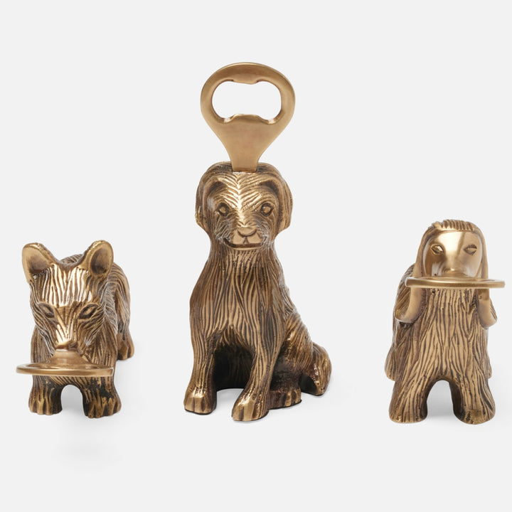 Puppy Club Antique Brass Bottle Opener Metal Set/3