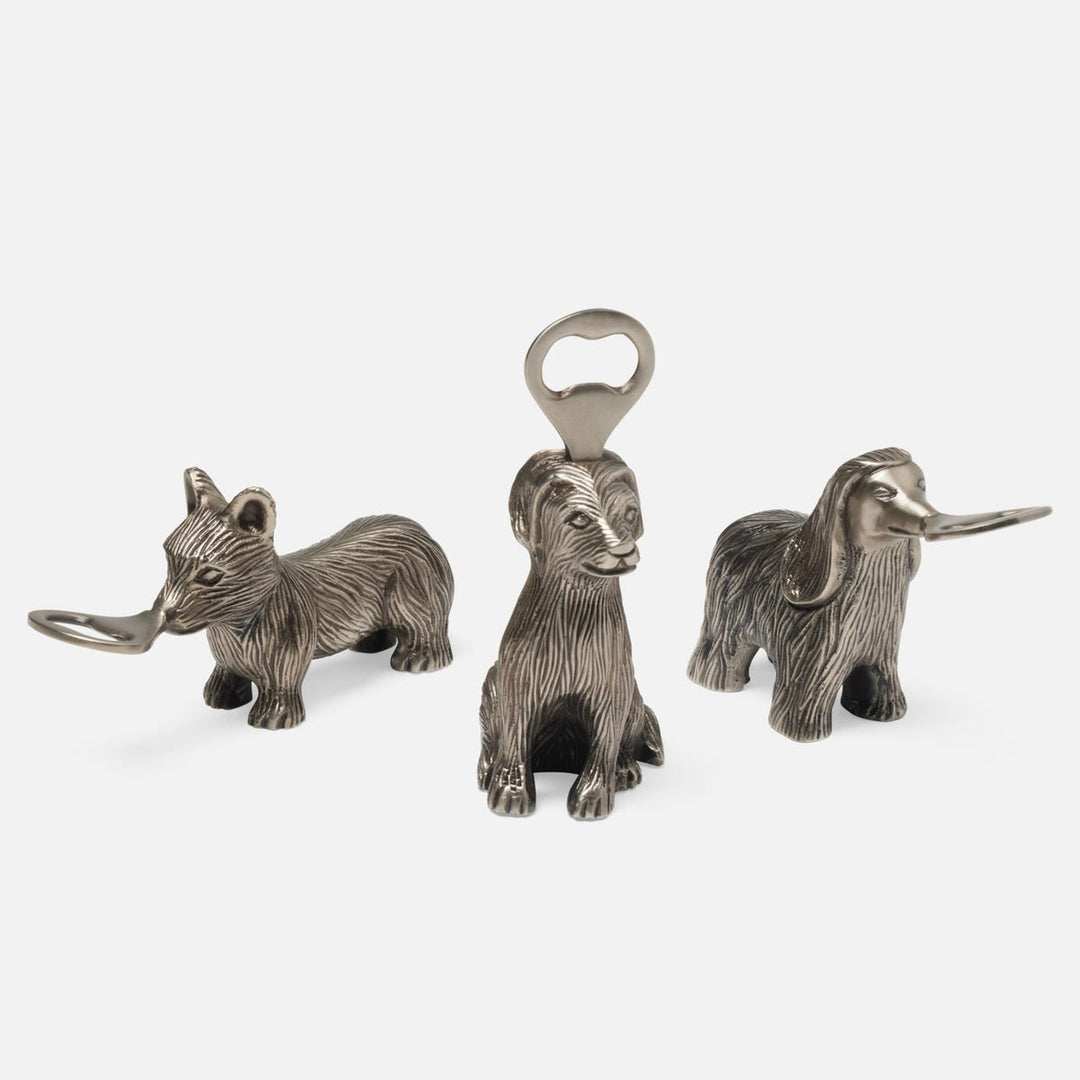 Puppy Club Antique Pewter Bottle Opener Metal Set/3
