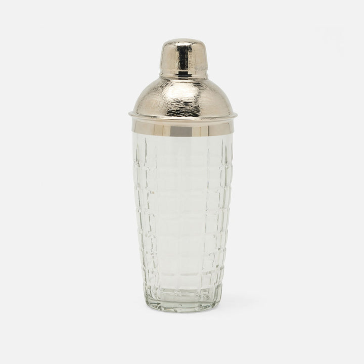Sevasti Shiny Nickel Square Etched Cocktail Shaker Stainless Steel/Glass