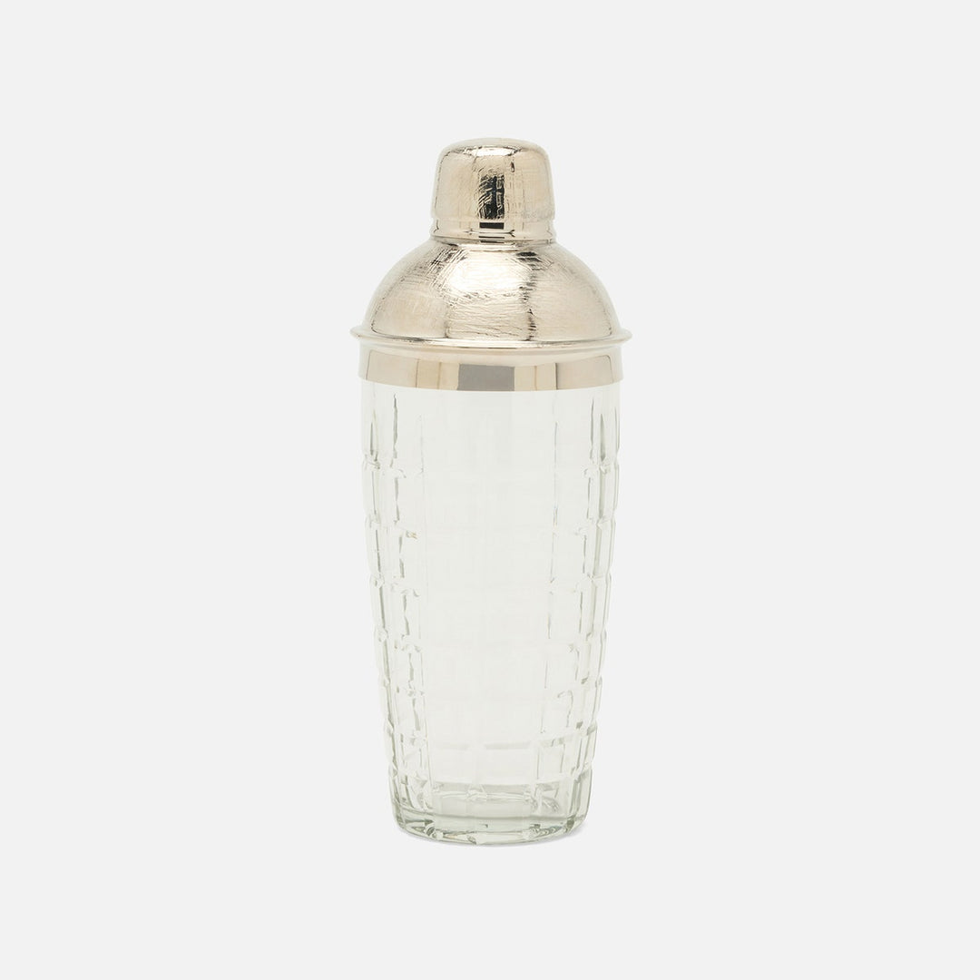 Sevasti Shiny Nickel Square Etched Cocktail Shaker Stainless Steel/Glass