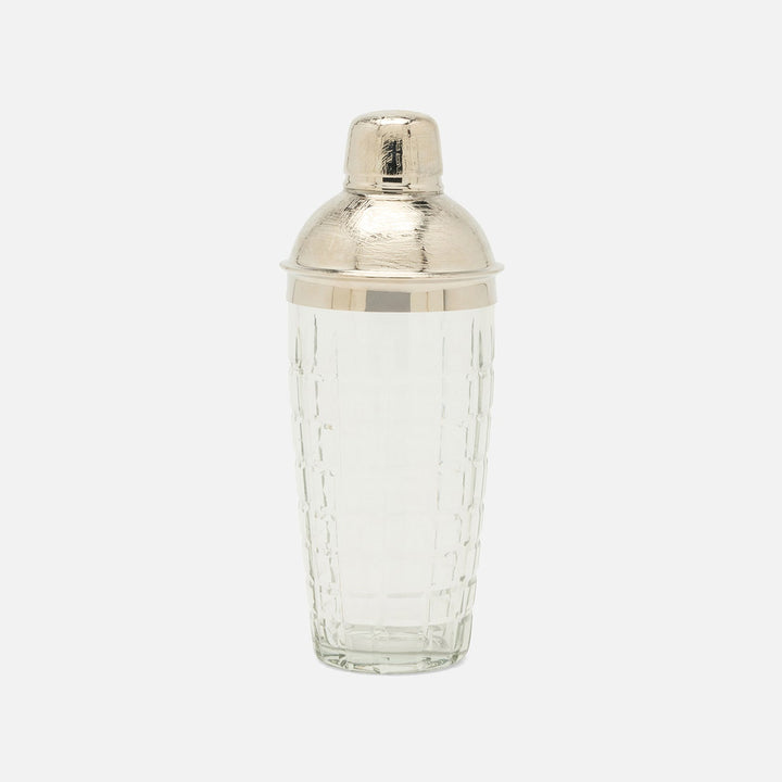 Sevasti Shiny Nickel Square Etched Cocktail Shaker Stainless Steel/Glass