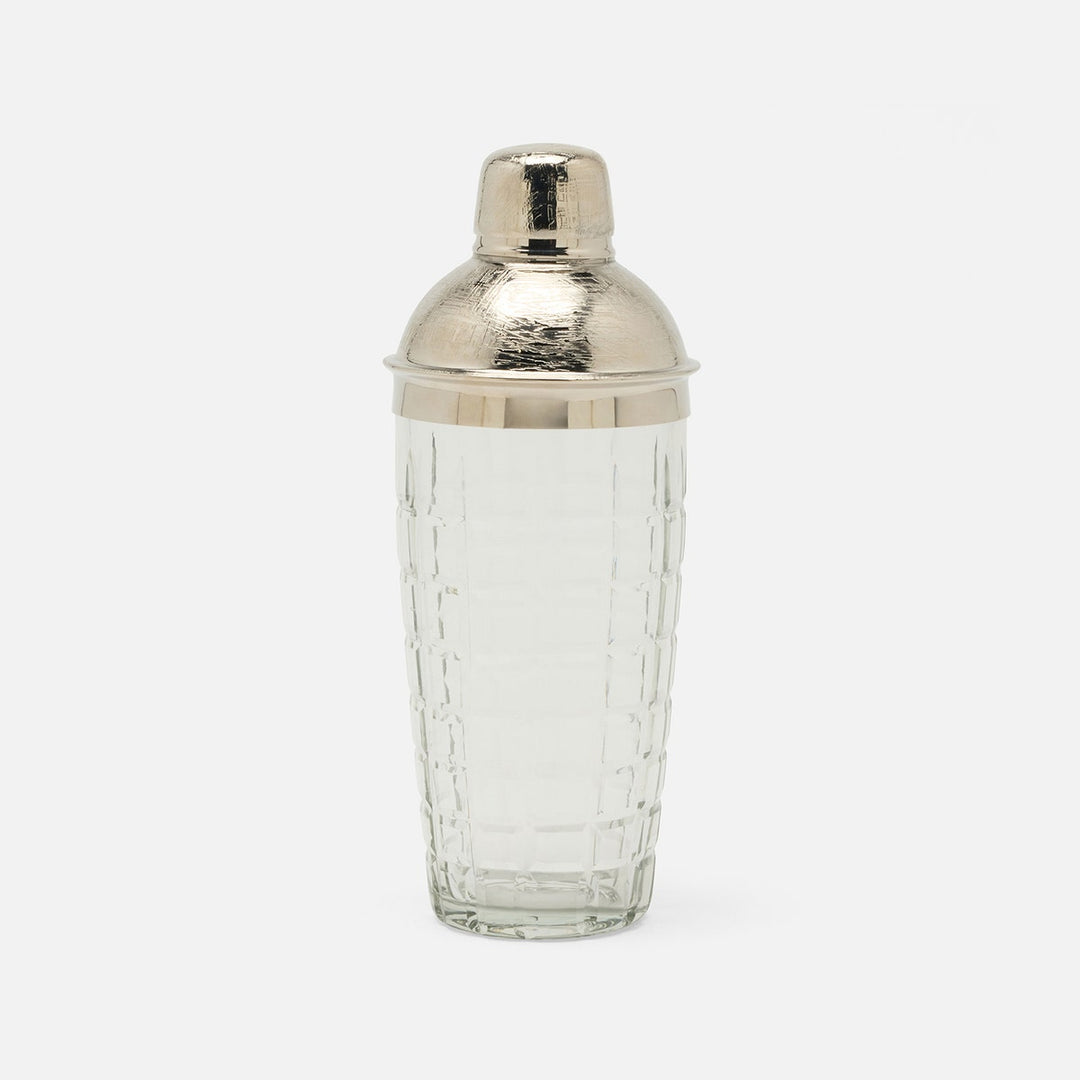 Sevasti Shiny Nickel Square Etched Cocktail Shaker Stainless Steel/Glass