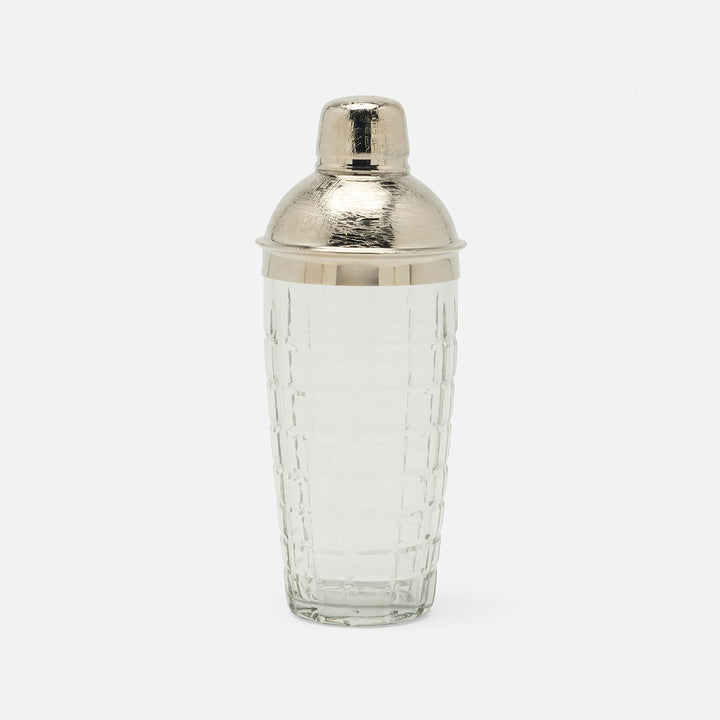 Sevasti Shiny Nickel Square Etched Cocktail Shaker Stainless Steel/Glass
