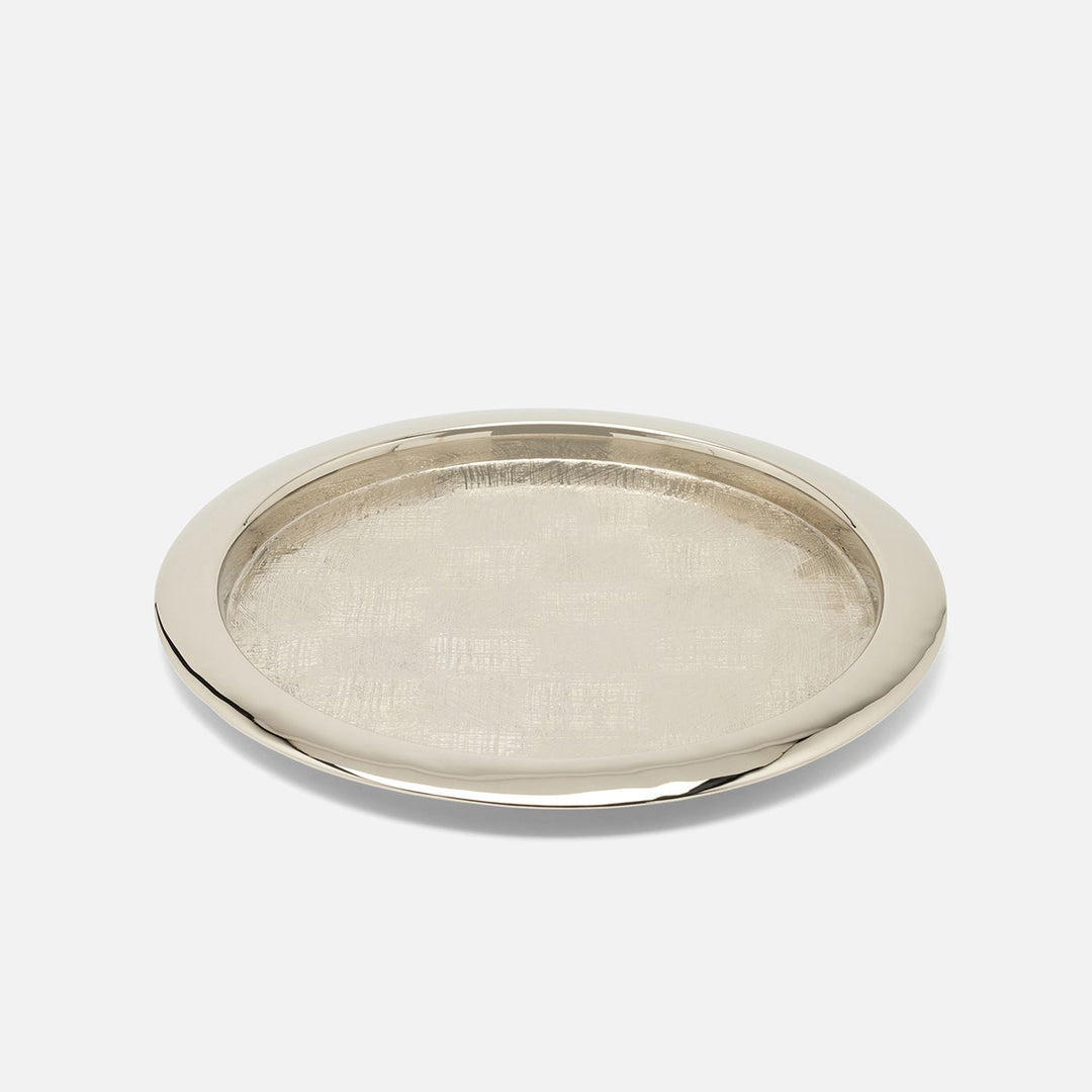 Sevasti Shiny Nickel Textured Round Tray Stainless Steel