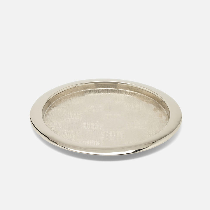 Sevasti Shiny Nickel Textured Round Tray Stainless Steel