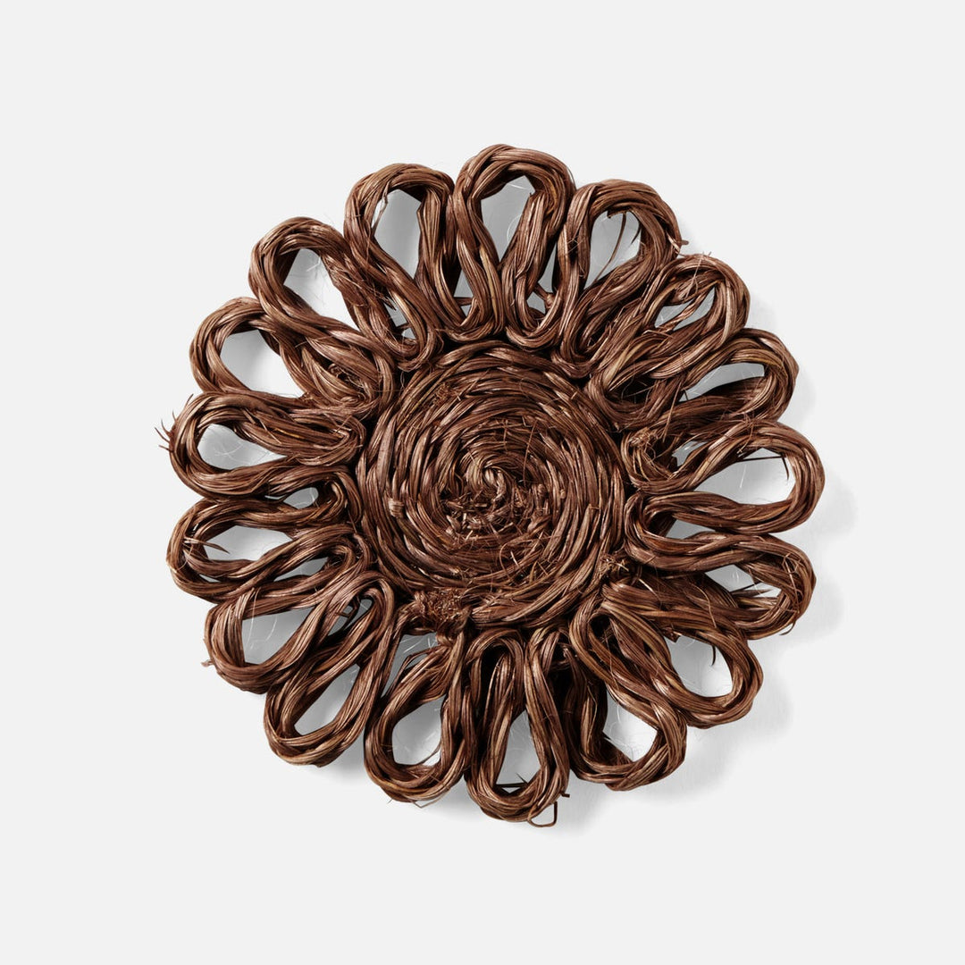 Teigan Brown Floral Coasters Abaca Boxed Set Of 4