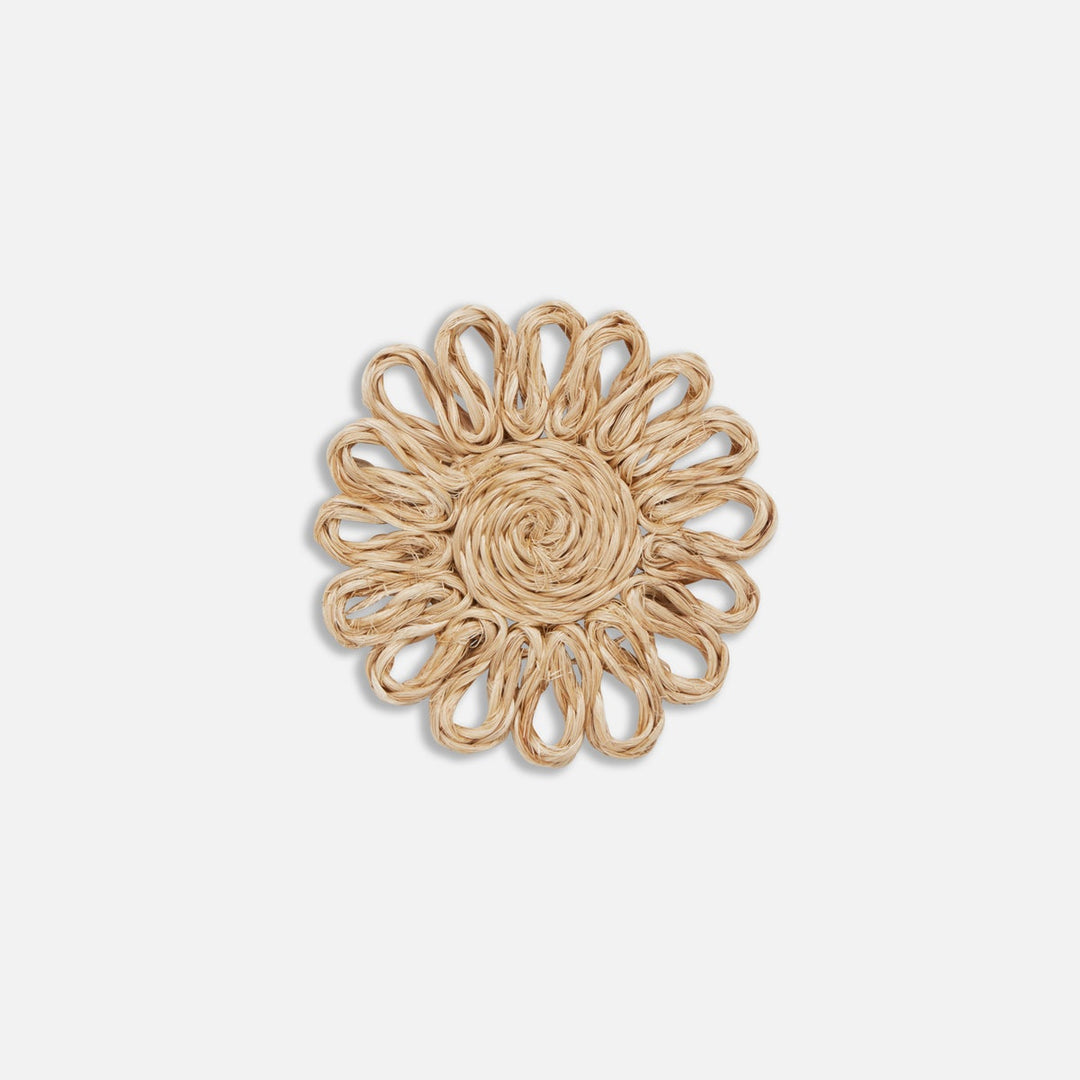 Teigan Natural Floral Coasters Abaca Boxed Set Of 4