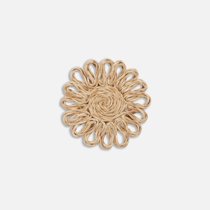 Teigan Natural Floral Coasters Abaca Boxed Set Of 4