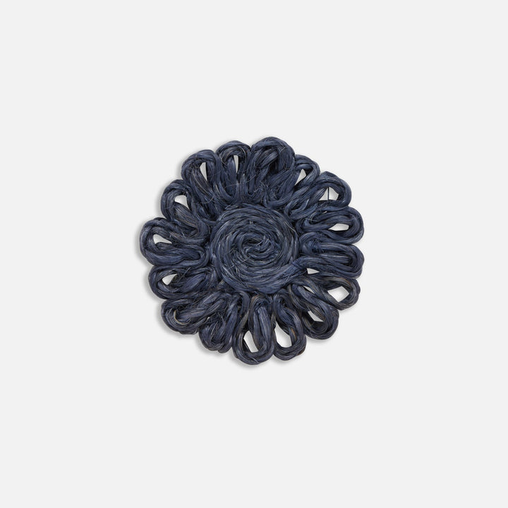 Teigan Navy Floral Coasters Abaca Boxed Set Of 4