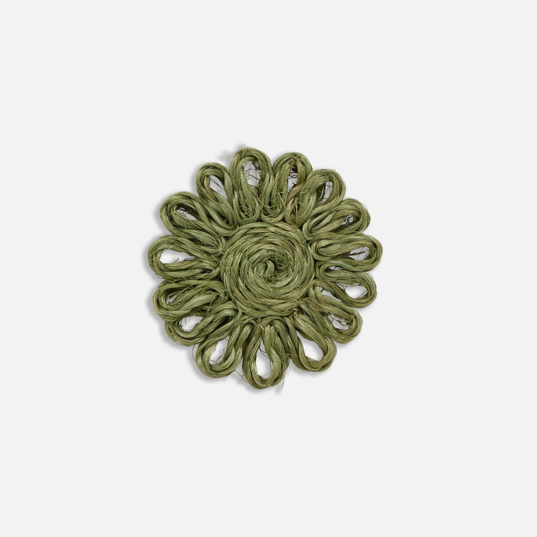 Teigan Olive Floral Coasters Abaca Boxed Set Of 4