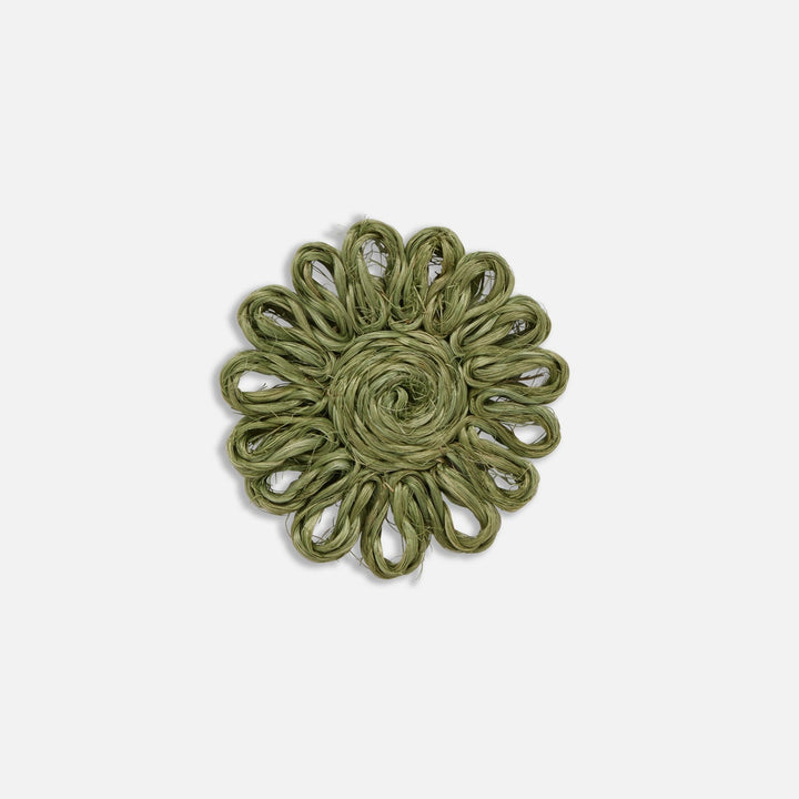 Teigan Olive Floral Coasters Abaca Boxed Set Of 4