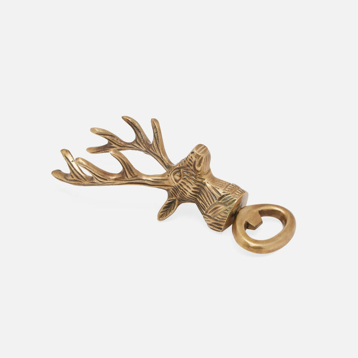 Theodore Antique Brass Deer Head Bottle Opener Pack/2