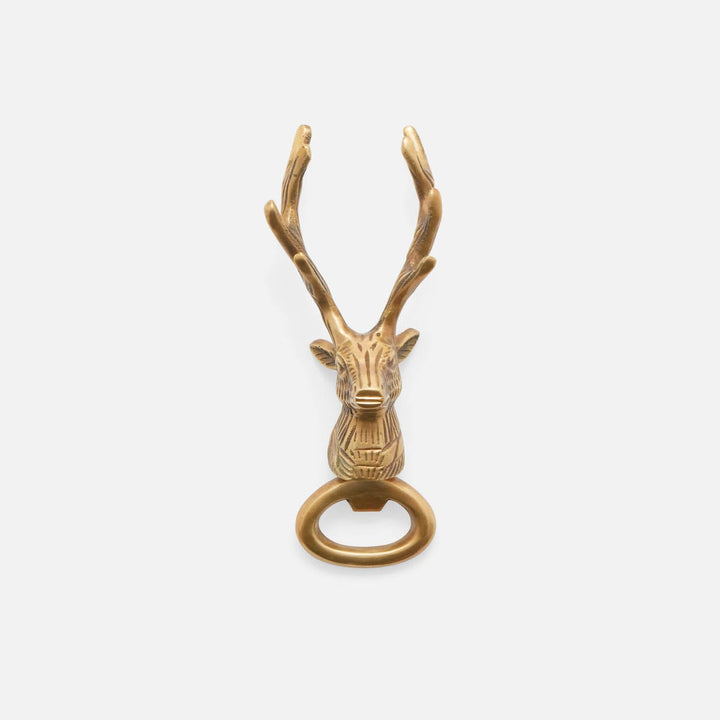 Theodore Antique Brass Deer Head Bottle Opener Pack/2