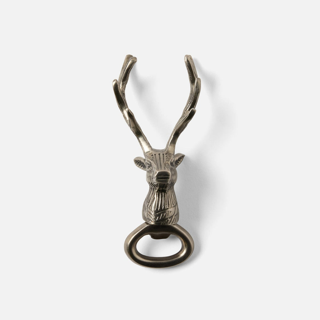 Theodore Antique Pewter Deer Head Bottle Opener Metal Pack/2