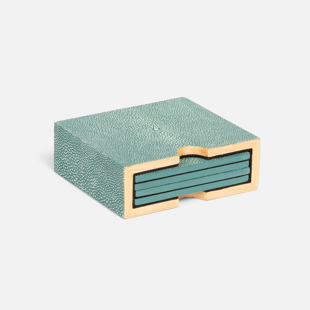 Varese Turquoise Coasters Set Of 4 Realistic Faux Shagreen Pack/2