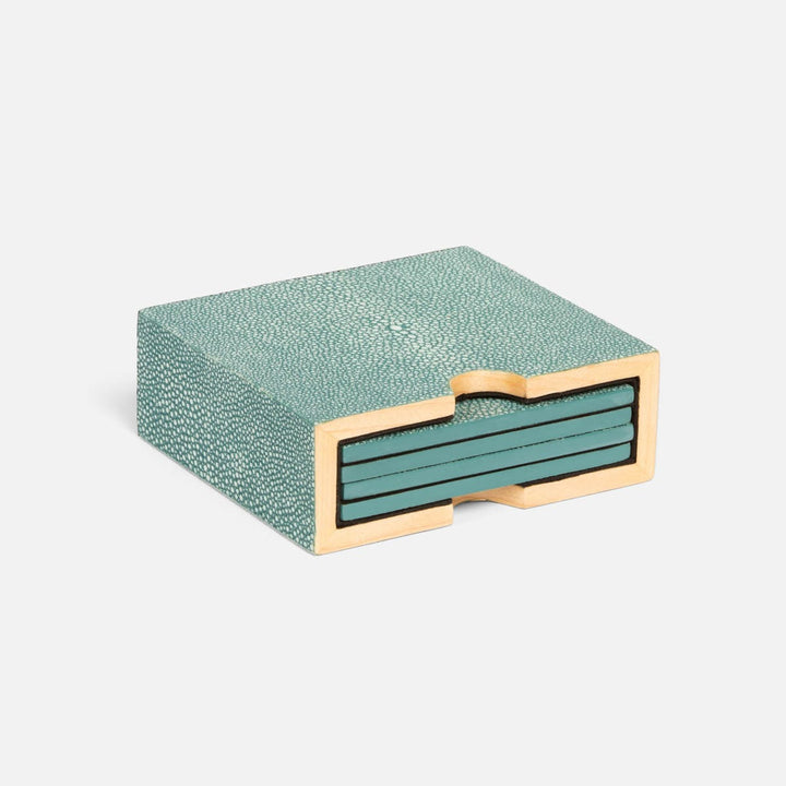 Varese Turquoise Coasters Set Of 4 Realistic Faux Shagreen Pack/2